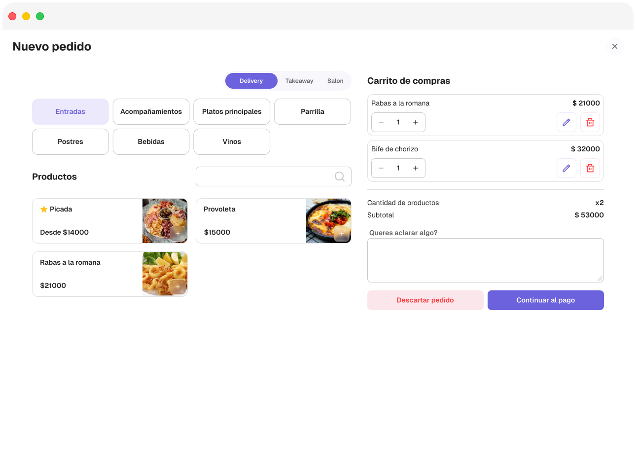 POS / Vista Mostrador